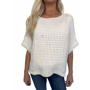 NEW SKEMO azure crochet classic top in white
